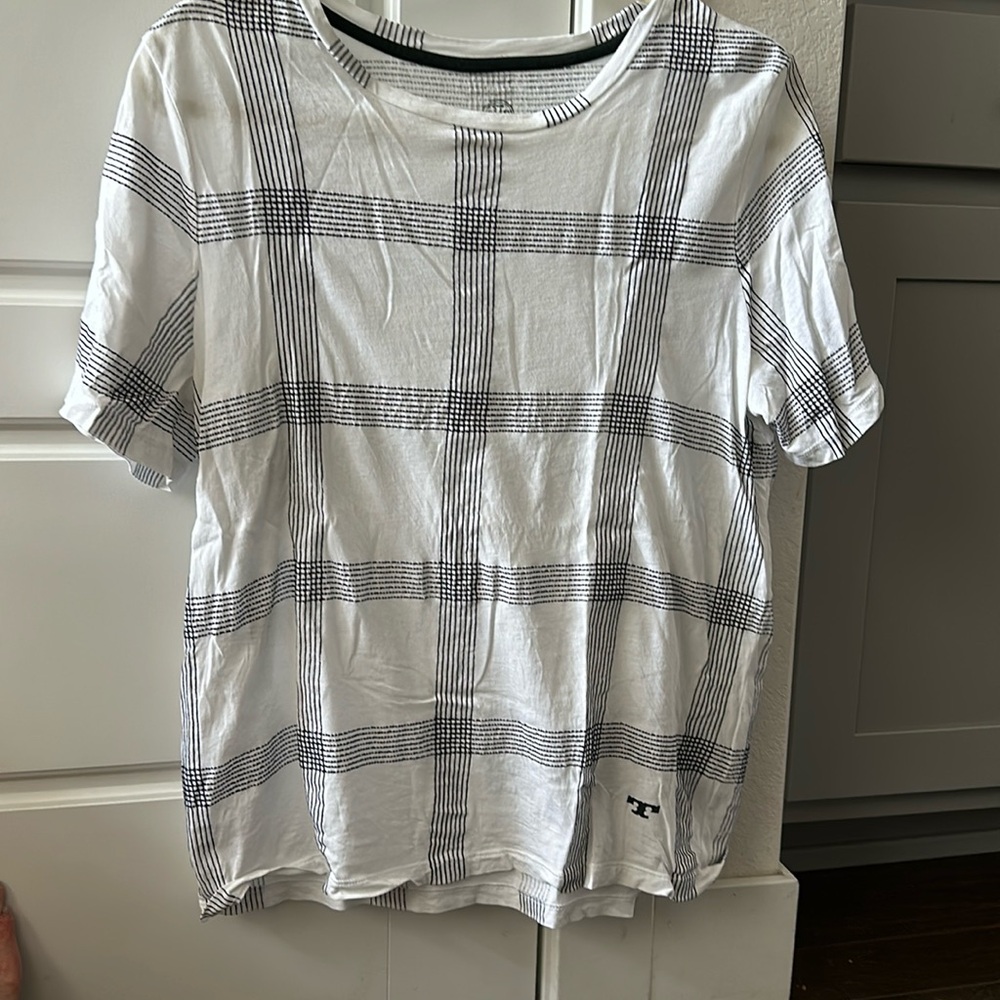 Tory Burch Black and White Checkered Tee
